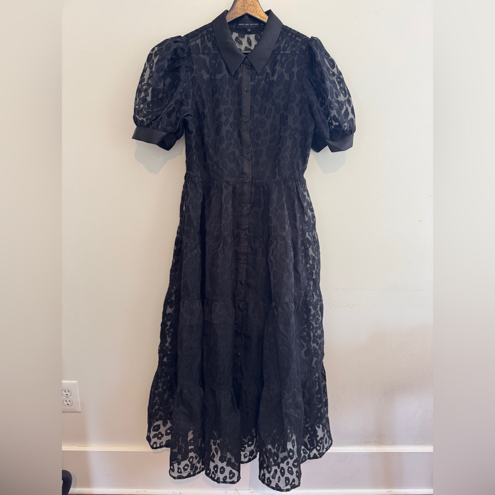 English Factory Gridded Organza Tiered Maxi Dress